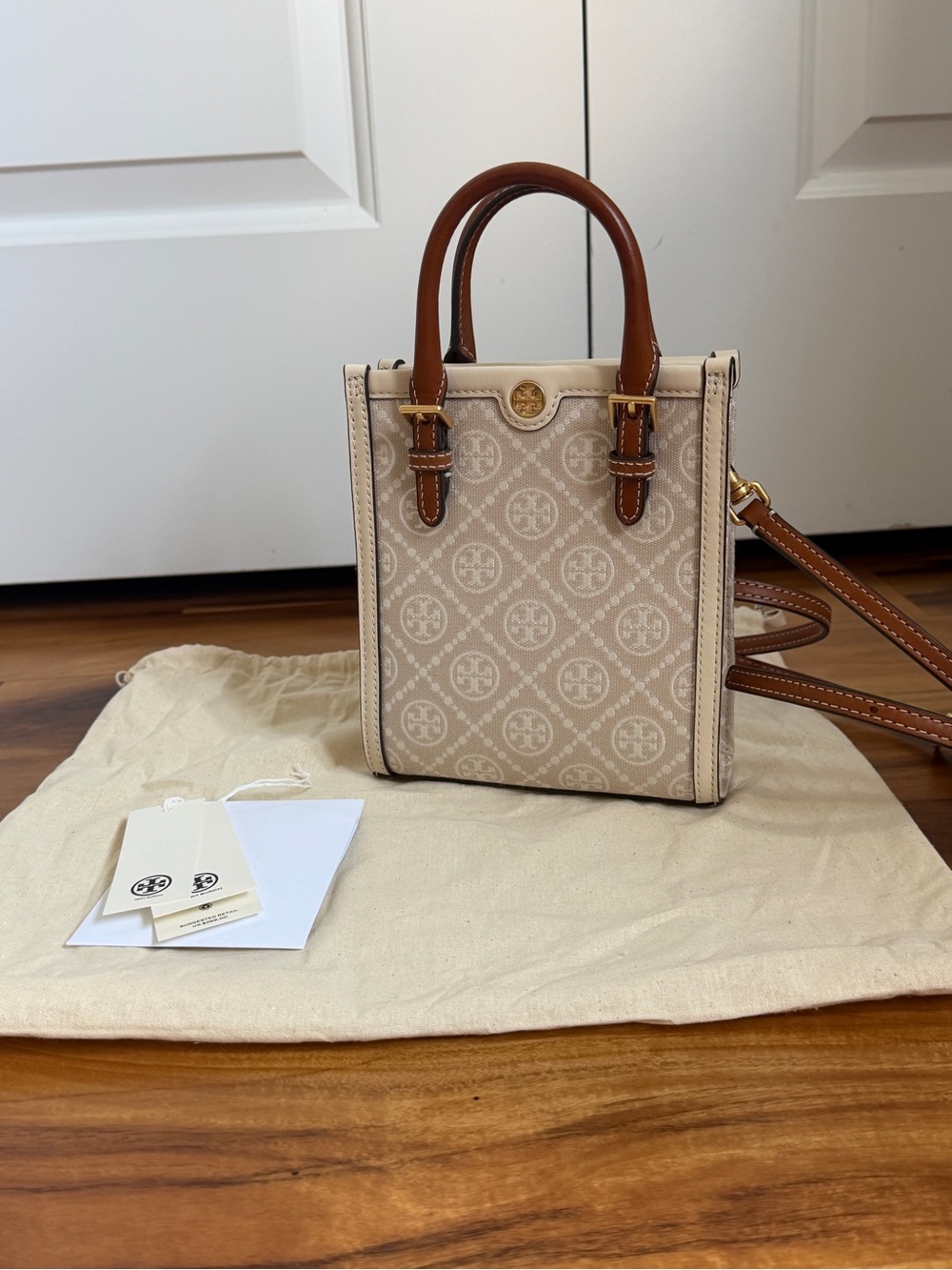 Tory Burch Beige Monogram Mini Tote